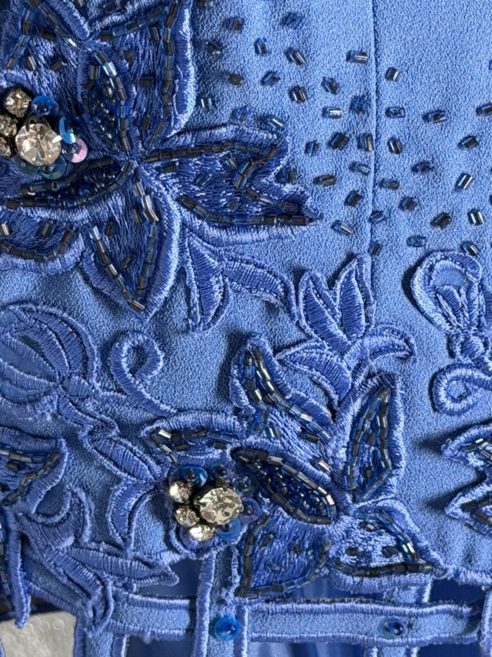 Moshita Coulture Embellished Periwinkle Blue 2pc Church Skirt Suit Jacket Sz 14 - Picture 6 of 6